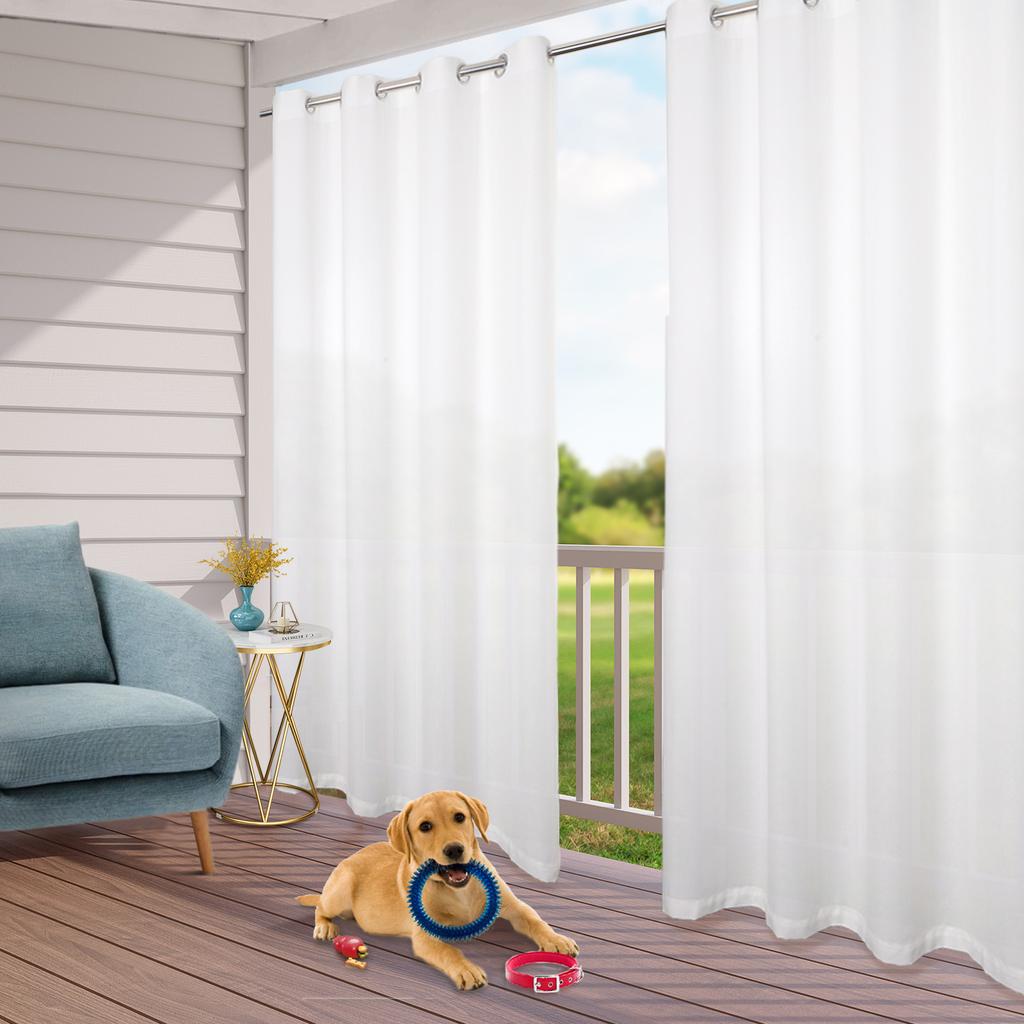 2 панели наружной прозрачной занавески для патио, водонепроницаемые УФ-фильтры с геометрическим узором, шторы с карманами для штанги, блокирующие приватность, занавески для веранды беседки