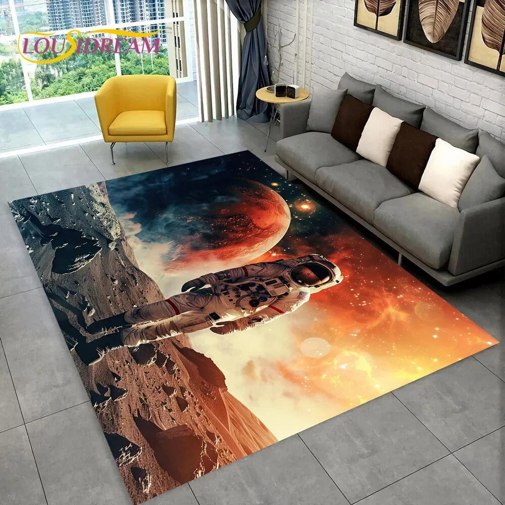 Astronaut Dream Universe Spaceman Outer Space Cartoon Carpet Rug for Bedroom Living Room Sofa Decoration, Large Decor Floor Mat