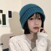 Hat for Women Fisherman Knitted Wool Hat In Autumn and Winter Versatile Big Head Circumference Blue Loose Trendy Korean Style Face Small
