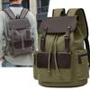 Vintage Canvas Backpack: Large Capacity, Travel & Laptop Bag with Drawstring Flap for Men