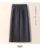 Женская серая шерстяная юбка-бодикон с высокой талией - Осень/Зима 2024 А-силуэта Ретро Миди-юбка