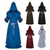 Friar Medieval Hooded Robe Monk Renaissance Priest Costume Halloween Wizard Sorcerer Cosplay Cloak for Adults
