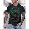 New Summer Men's Fashion T-shirt Personality Snake Printed Men's T-shirt Top