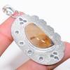 Golden Rutile Handmade Gemstone 925 Sterling Silver Jewelry Pendant 2.56" v6T69