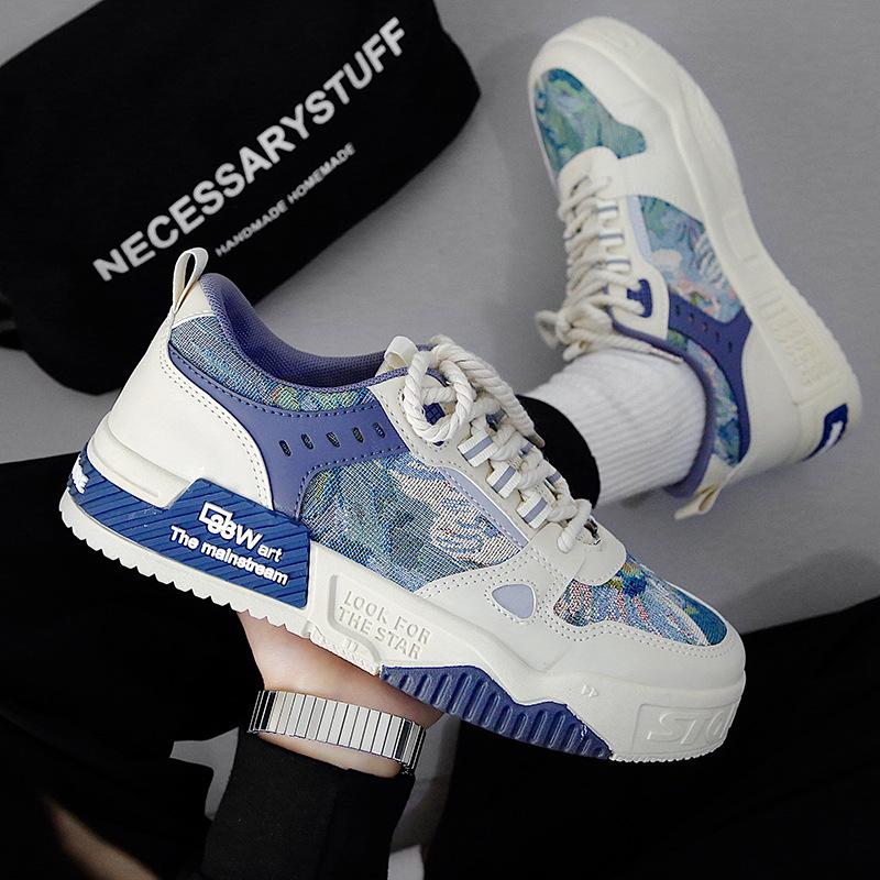 Fashion Designer Shoes for Men Casual Platform Sneakes Two-tone Lace Up Trainers Fashion Student Sneakes Mens Vulcanized Tenis Masculino