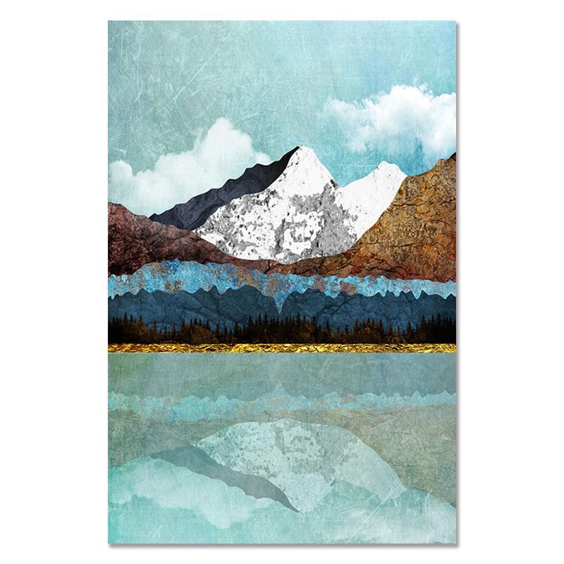 Настенные художественные фотографии с изображением восхода и заката в скандинавском стиле, холст с изображением оленя, горный пейзаж, постер и принт для интерьера, домашнего декора