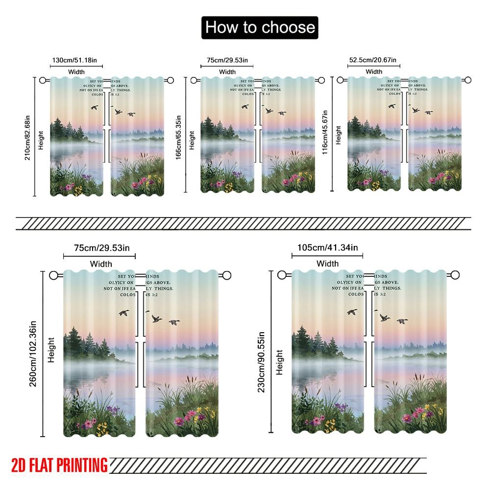 2pcs 2D Flat Printing Curtain Set Your Minds Above Nature 100% Polyester Without Electricity Birthday Party Use for Holiday