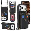 For iPhone 17 Pro Case with Zipper Pouch / Ring Kickstand / Strap Litchi Texture PU + TPU Phone Cover