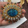 Classic Women Girls Vintage Baroque Rhinestone Elliptical Badges Brooch Retro Palace Style Shining Crystal Pin For Lady Gift