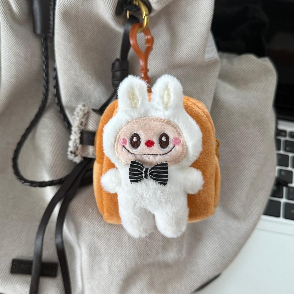 Милый плюшевый кошелек для монет в виде куклы Лабубу, брелок для ключей, подвеска, маленький подарок на день рождения, кошелек для монет для девочек KTY
