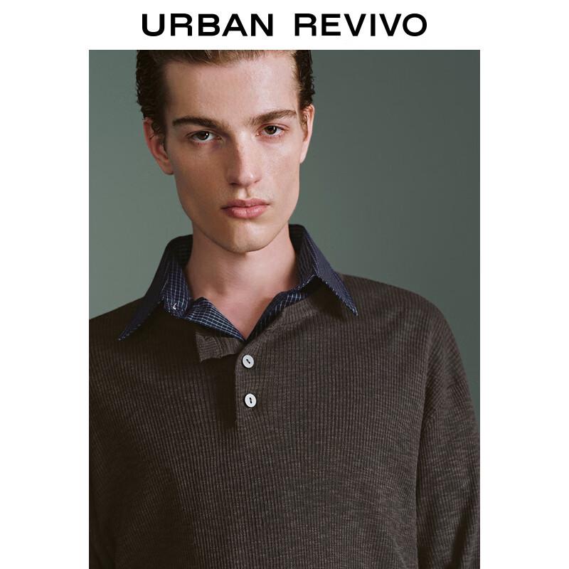 UR Men's 2025 Spring Buttoned Round Neck Knit Sweater