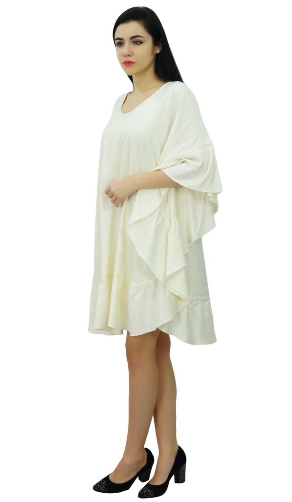 Bimba Женский короткий кафтан из искусственного шелка, кимоно с оборками на рукавах, платье-кафтан, накидка