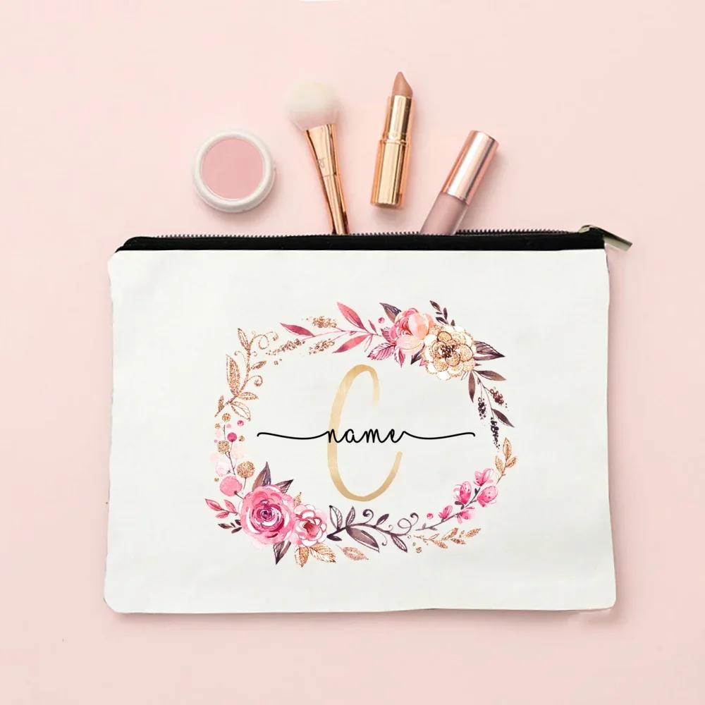 Initial Makeup Bag Personalized Bride Makeup Box Decorative Gift Female Organizer Travel Toilet Wash Wallet