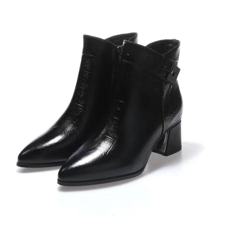 Ботильоны с острым носком для женщин, туфли на среднем каблуке с кристаллами, массивные ботинки из кожи в стиле ретро, зима 2024, тренд, готика, Zapatos Lady