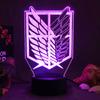 Аниме Атака титанов 3D геймерская лампа светодиодный ночник 7/16 цветов пульт дистанционного управления Главная Спальня Фигурки Лампы Декоративный подарок