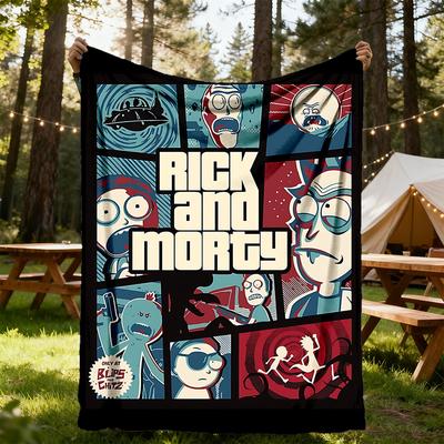 1 шт. Плед RickMorty для улицы, легкий, фланелевый, мягкий и теплый, для использования в любое время года, для дивана, улицы, кемпинга, гостиной, офиса, стула