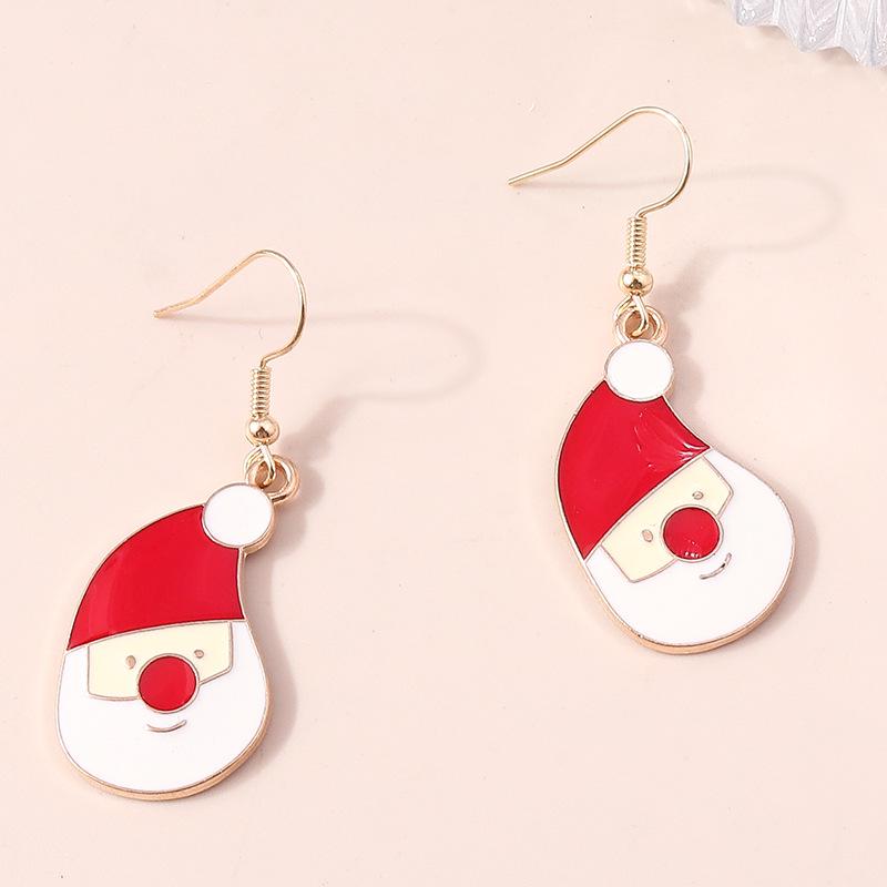 Рождественские серьги-снежинки с лосем и Сантой с характером