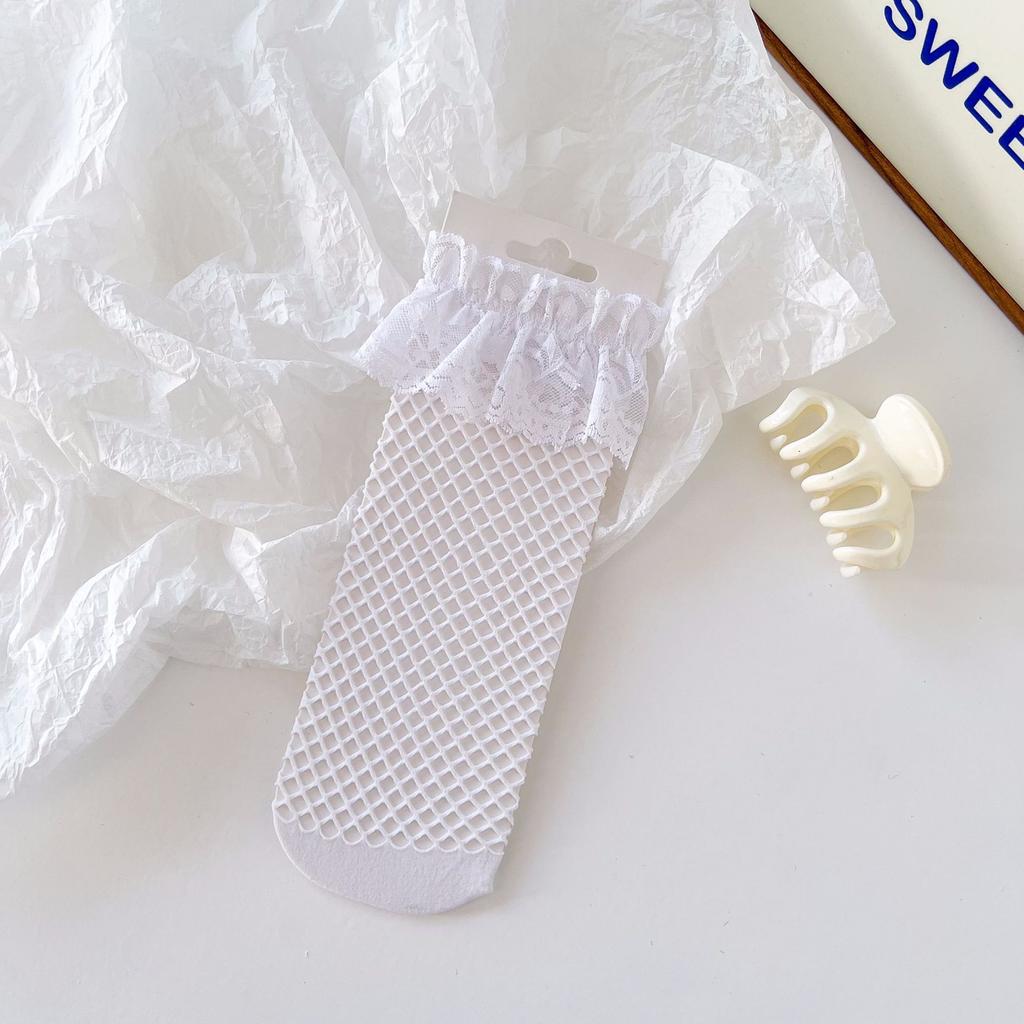 Chic Streetwear Women's Harajuku Black Breathable Knot Lace Fishnet Socks.Sexy Hollow Out Mesh Nets Socks Ladies Girl's Bow Sox