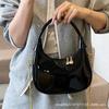 2025 New Handheld Crescent Bag Women's Fashion Patent Leather Underarm Bag Casual Simple Commuter Shoulder Crossbody Women's Bag