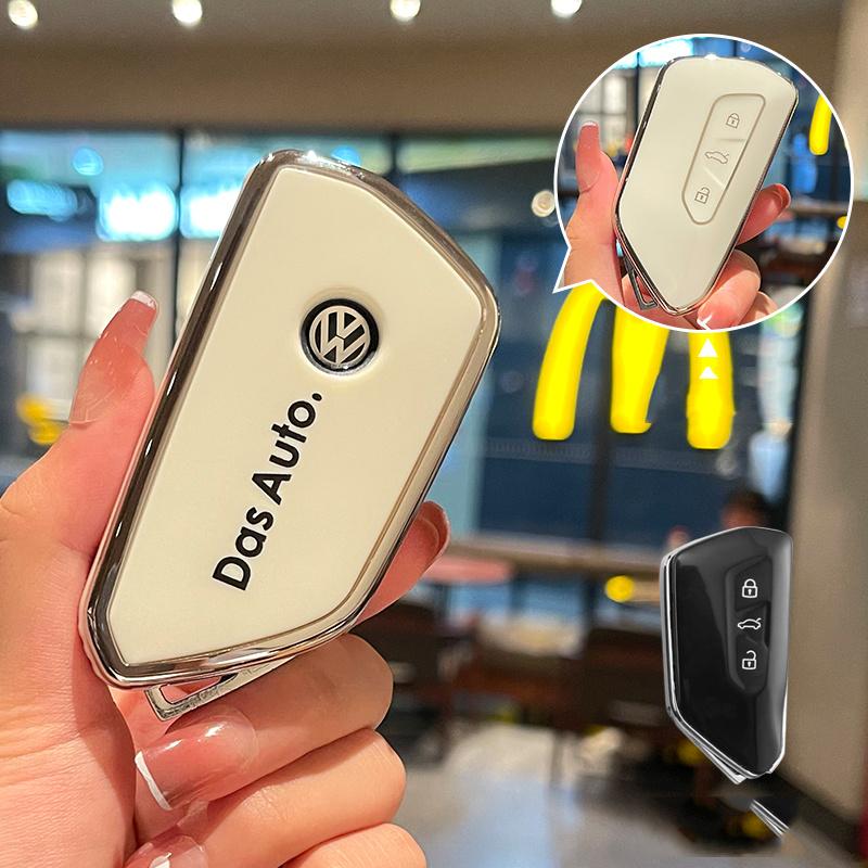 New 3 Buttons TPU Car Smart Remote Key ase Cover Protector Holder Shell For VW Volkswagen Golf 8 MK8 Leon Keychain Auto Acc