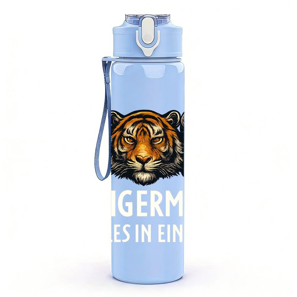 1PC Tiger Animal Group Art 750ml Color Plastic Sports Water Bottle Leakproof Flip Straw Lid Suitable for Sports Office Home Use