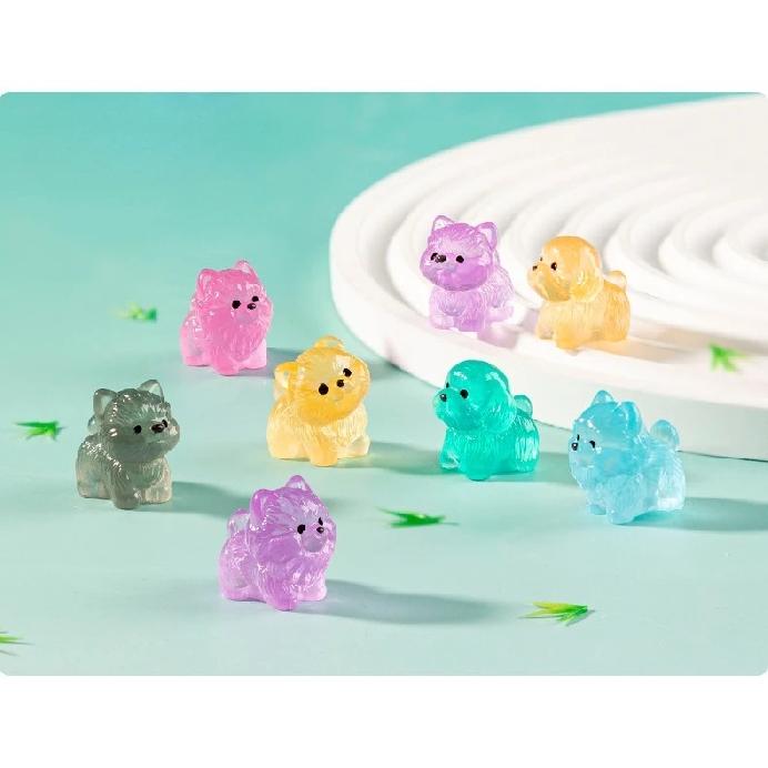 24/48pcs Mini Luminous Figures Puppy Miniature Decor Glow At Night Dog Dolls DIY Fairy Garden Landscape Ornament Accessories