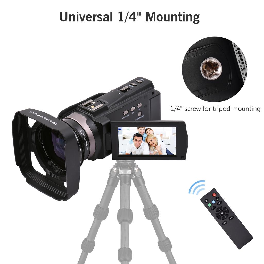 Цифровая видеокамера Andoer 4K 60FPS Ultra HD DV видеокамера 48MP 16X Zoom 3-дюймовый поворотный сенсорный ЖК-дисплей
