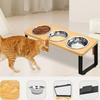 Миски для питомцев с защитой от протекания, приподнятые, нескользящая миска для воды и корма для собак, деревянная подставка для кошачьей миски, кормление питомцев