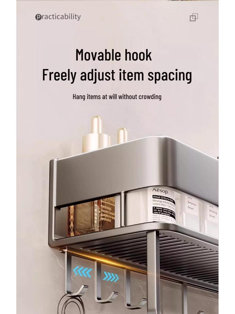 Настенная полка для ванной без сверления и органайзер для косметики