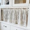 Farmhouse Rustic Short Curtain Light Filtering Vintage Sheer Lace Cabinet Curtain Boho Kitchen Dining Room Small Window Rod Pocket Crochet Curtain