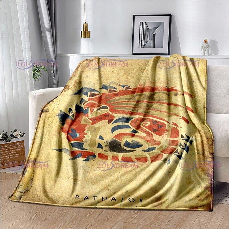 Monster Hunter Stories Soft Flannel Blanket Cartoon Blanket for All Seasons Warm Cozy Fluffy Blanket for Sofa Bed Living Room