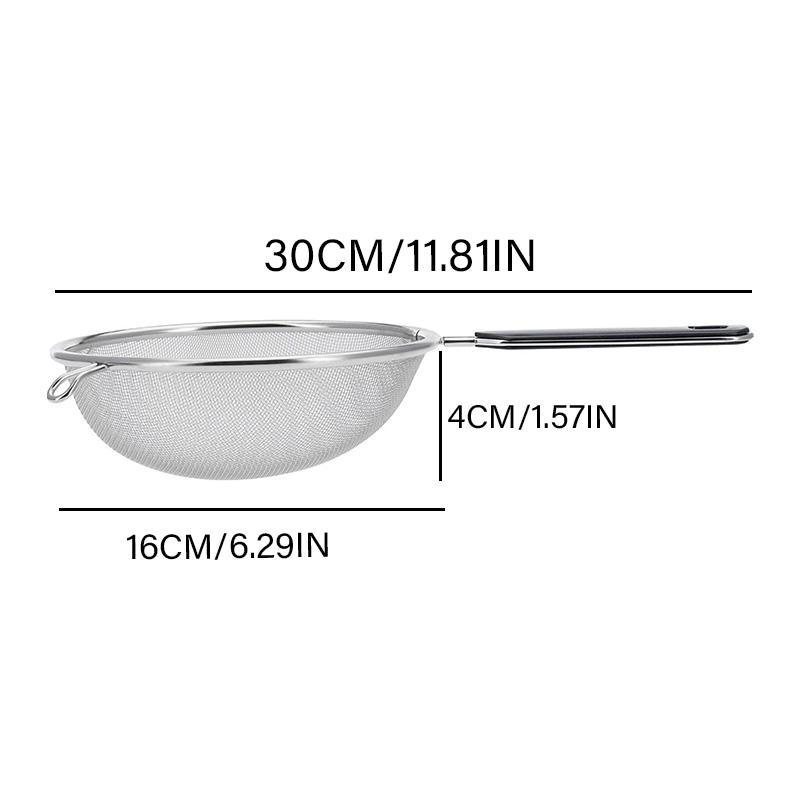 Premium Fine Mesh Strainer for Your Festive Kitchen - Versatile 6.3 Inch Stainless Steel Sieve for Fruits,Broths,and Baking Prep