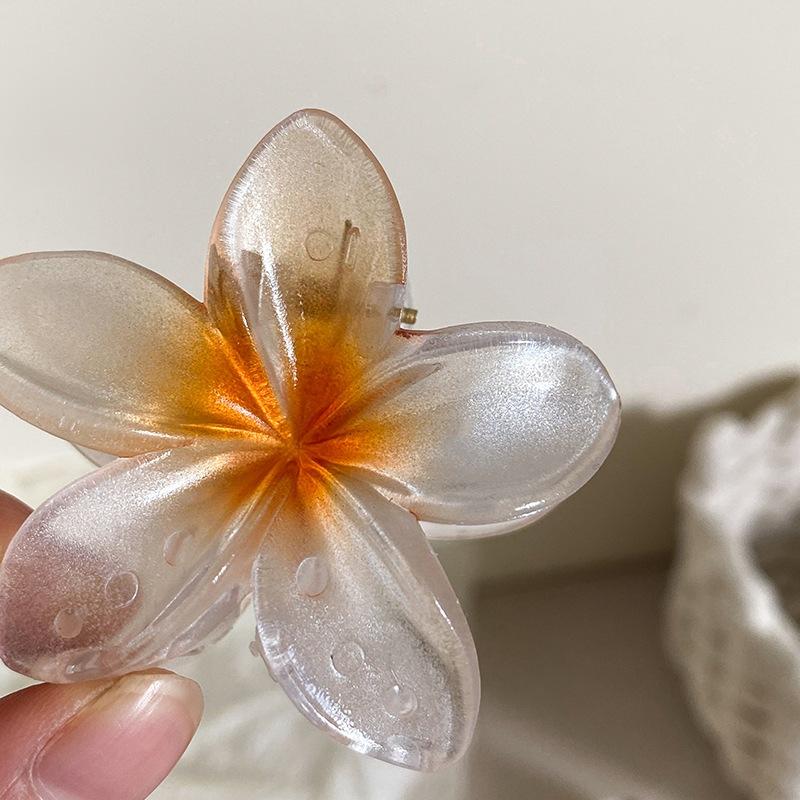 6cm Acrylic Gradient Frangipani Hair Clip Women Korean Sweet Shark Clip Hair Accessories