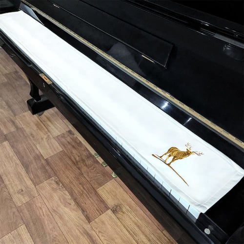 Thick Suede Piano Cover for 88 Keys, Dustproof Cover (White)