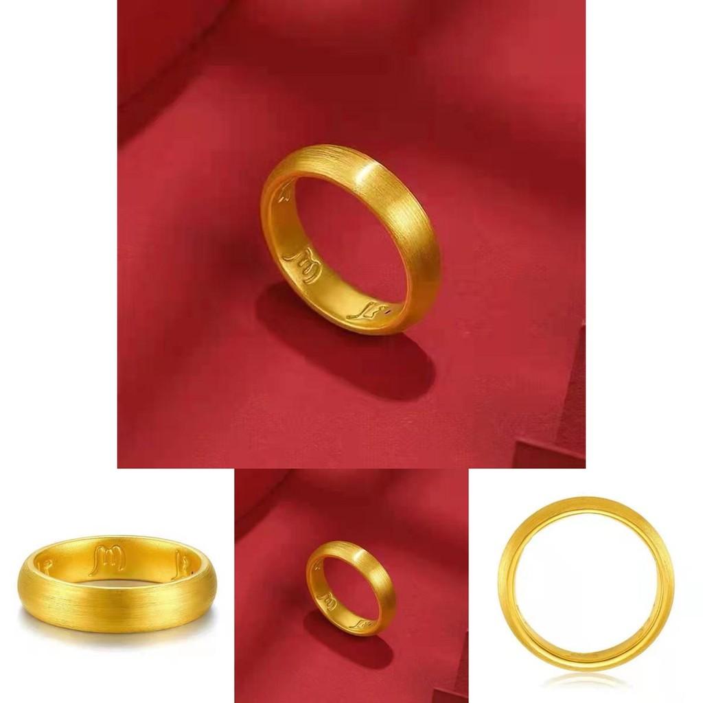 Fashionable Vietnamese Brass Gold Plated Six Character Mantra Ring For Couples And Individuals