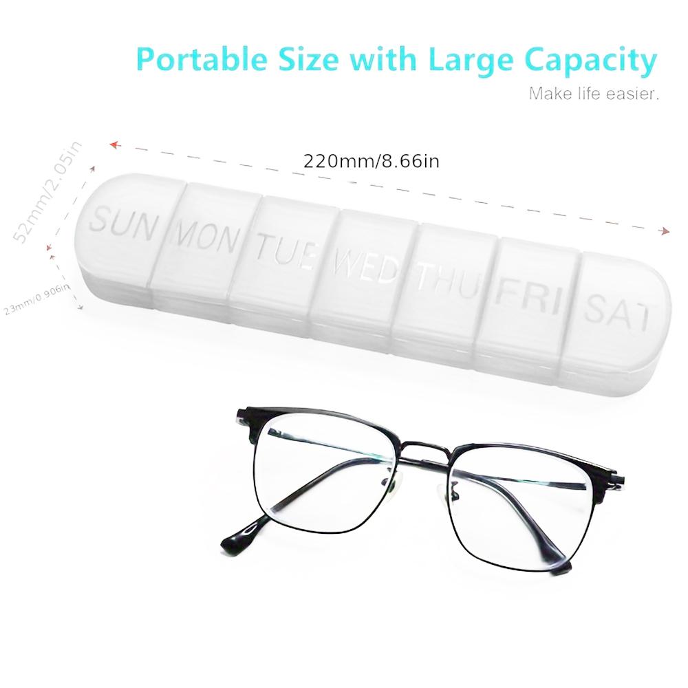 Портативный еженедельный органайзер для таблеток 7-дневный диспенсер для лекарств Большая вместимость Коробка для витаминов Индивидуальное хранение Герметичный Длинный органайзер для таблеток