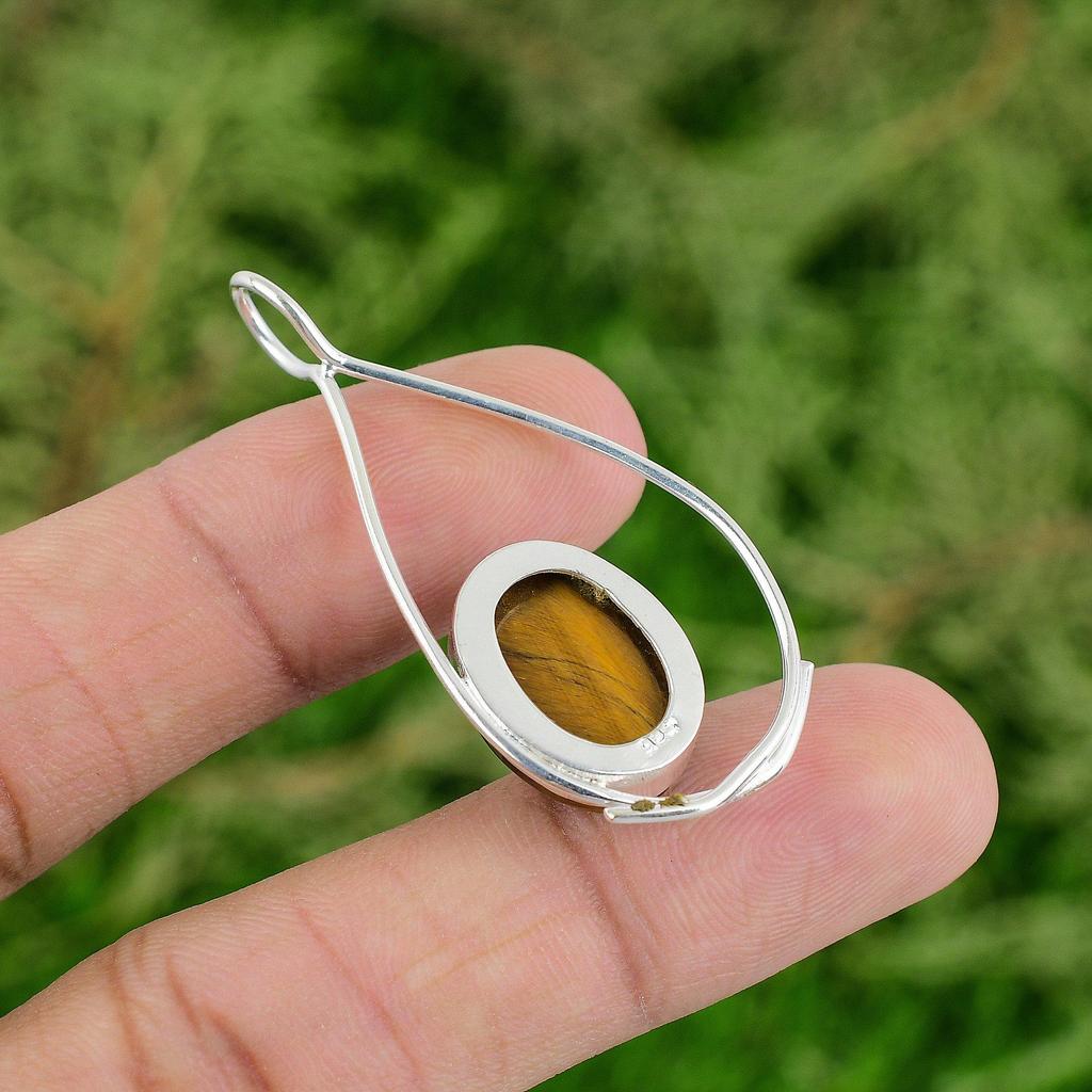 Daughters Day Sale 925 Sterling Silver Tiger's Eye Stone Sister Pendant Jewelry