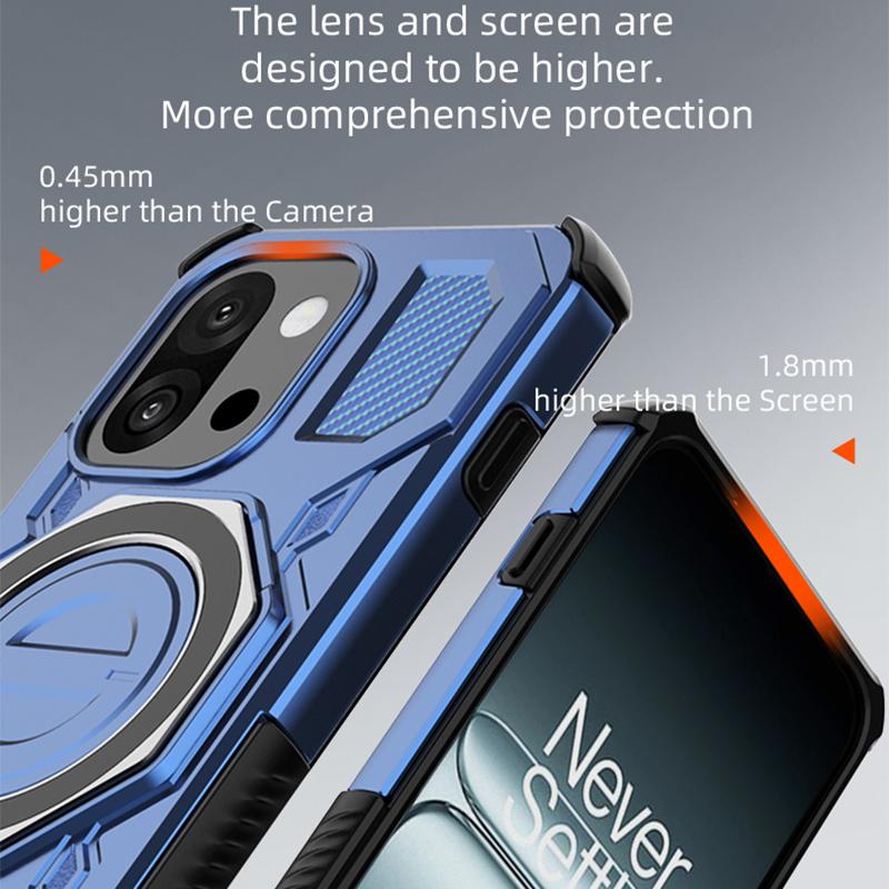 KEYSION Противоударный магнитный чехол для OnePlus 13S 5G Силикон+ПК Вертикальная живая металлическая кольцевая подставка Задняя крышка для телефона для OnePlus 1+13T