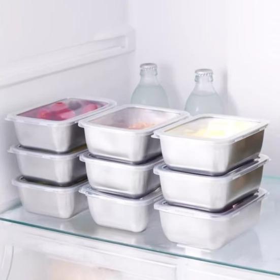 Контейнеры для хранения продуктов из нержавеющей стали с крышками, герметичные квадратные коробки для приготовления еды, пригодные для холодильника и духовки, герметичные коробки для ланча Bento без содержания бисфенола А