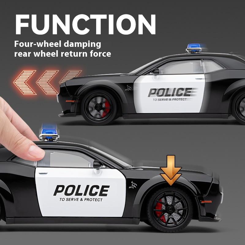 RKJ1 1:24 Dodge Challenger SRT Hellcat American Police Vehicle Enthusiasts Alloy Metal Diecast Model Car Sound Light Gift For Friend