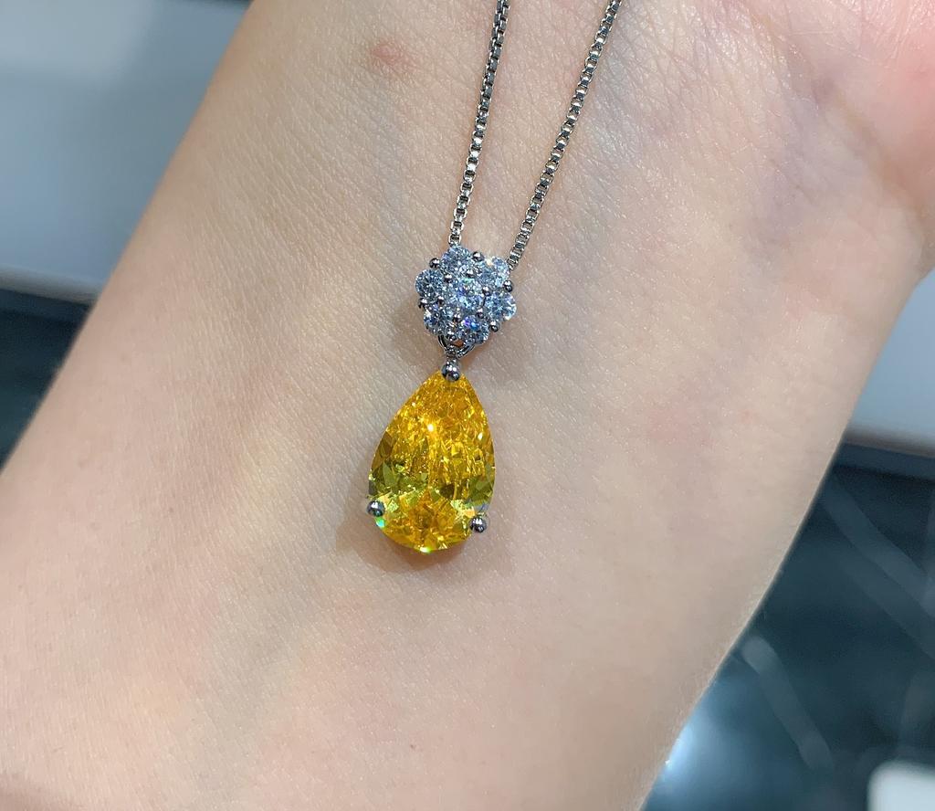 Ювелирные изделия Популярные Имитация Желтого Бриллианта Подвеска-Капля Серьги Набор Ювелирных Изделий 8 * 12