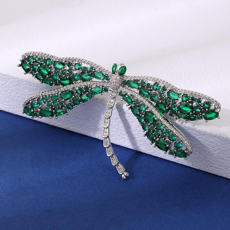Atmospheric Dragonfly Brooch Animal Insect Delicate Copper Inlaid Zircon Pin Women'S Suit Jacket Corsage