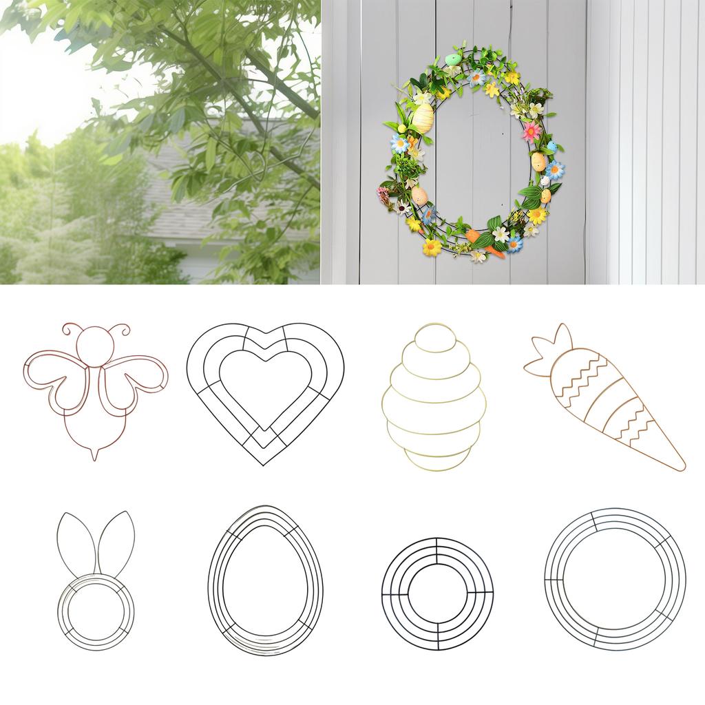 Пасхальный венок металлический каркас проволочная форма цветочный садовый венок в форме зайчика проволочная форма для пасхального проекта своими руками для дома и улицы праздничный подвесной декор 16