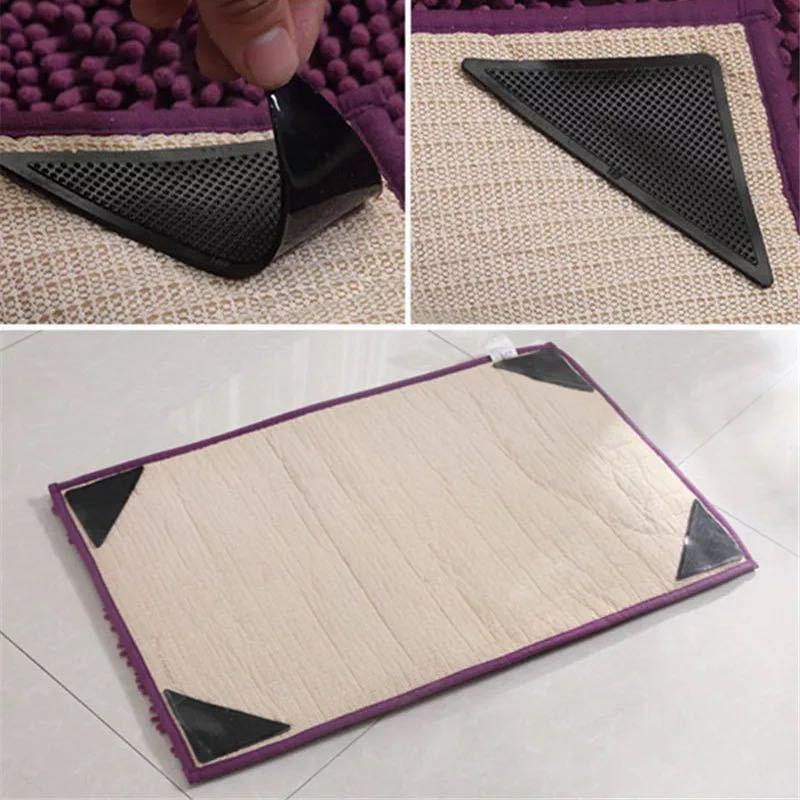 4/8 шт. Треугольные фиксирующие наклейки для ковров, Нескользящие наклейки, Подходят для плиточного пола, Наклейки для ковриков