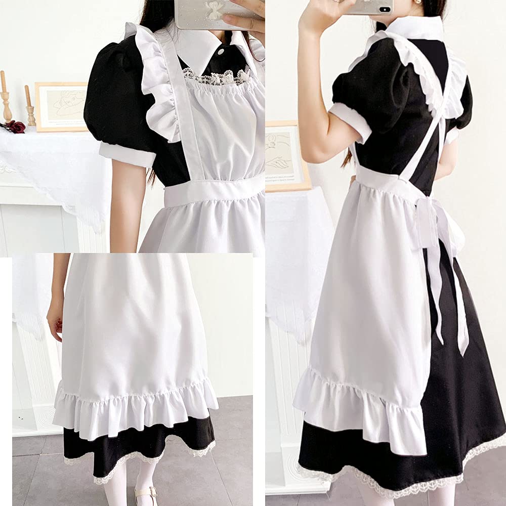 [FULINE] Одежда горничной, длинная юбка, британский стиль, костюм для косплея, женский фартук, платье, костюм, маскировка, переодевание, школьный фестиваль, короткая юбка