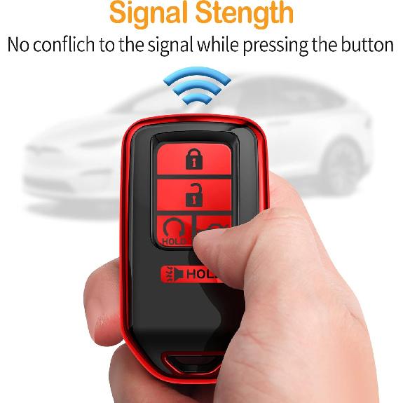 Sindeda For Honda Key Fob Cover With Leather Keychain,Soft TPU Full Cover Protection,Key Fob Case Compatible Honda Accord Civic CRV Pilot Odyssey