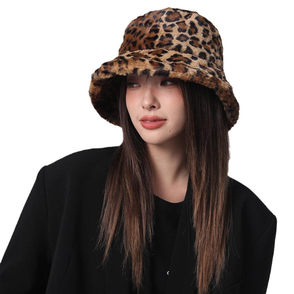 Плюшевая панама с леопардовым принтом - Теплая, модная, унисекс