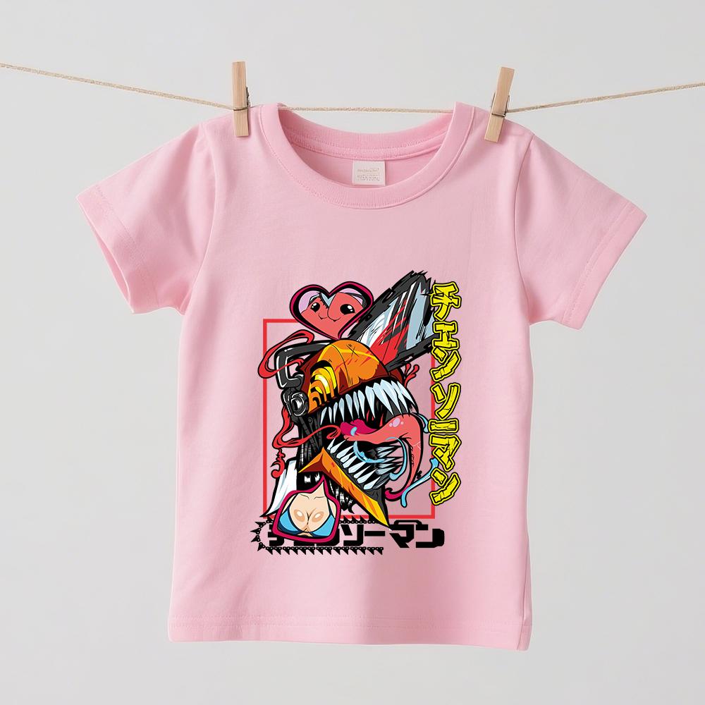 Chainsaw Man Denji Anime Print Kids Cotton T Shirt Boys Girls Casual Short Sleeve Top Comfortable Soft Streetwear