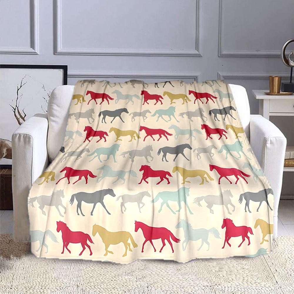 Colorful Horse Pattern Blanket Design Patterned flannel blanket perfect for the bedroom living room, sofa, or a little nap