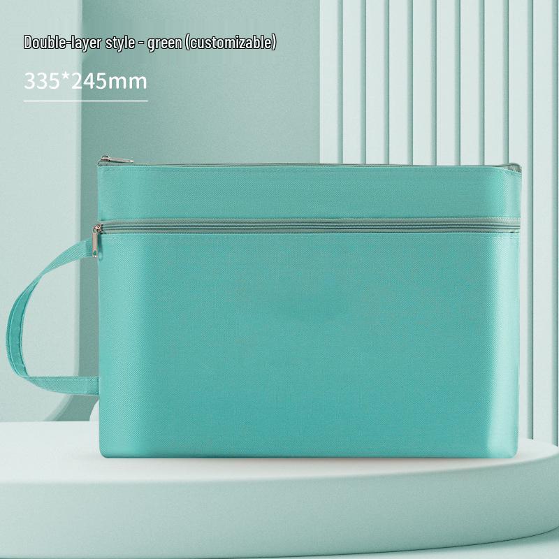 A4 Double-Layer Waterproof Document Bag - Oxford Cloth, Large Capacity, Zippered for Students